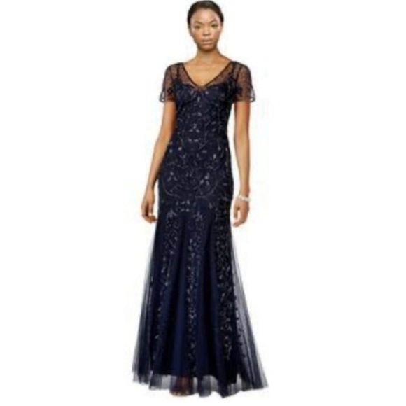 Adrianna Papell Dresses & Skirts - Elegant Adrianna Papell Navy Evening Gown. New with tags